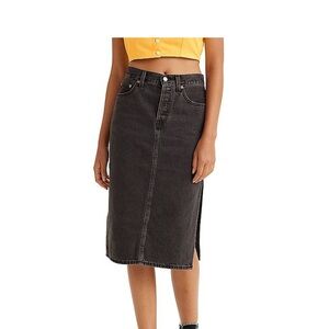 Levi’s Black Denim Side Slit Midi Jean Skirt